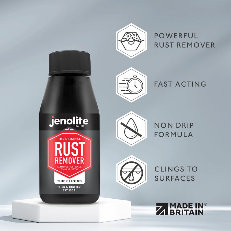 JENOLITE جينوليت مزيل الصدأ للمعادن - سائل كثيف سريع المفعول بدون تقطير - قوة صناعية، يزيل الصدأ حتى الوصول إلى المعدن النقي - 5 أونصات (150 مل) - Image 2
